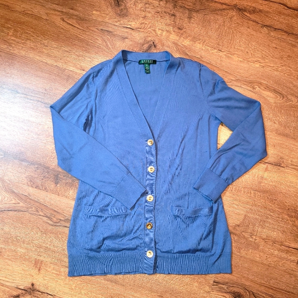 Ralph Lauren button-down Cornwall blue cardigan sweater